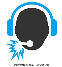 Operator Message vector icon. Style is bicolor flat symbol, blue and gray colors, rounded angles, white background.