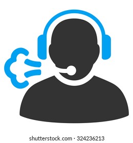 Operator Message vector icon. Style is bicolor flat symbol, blue and gray colors, rounded angles, white background.