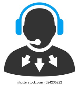 Operator Message vector icon. Style is bicolor flat symbol, blue and gray colors, rounded angles, white background.