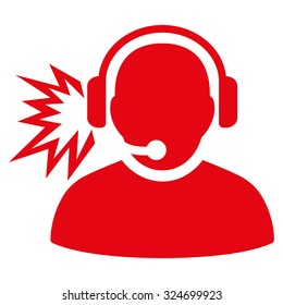 Operator Message vector icon. Style is flat symbol, red color, rounded angles, white background.