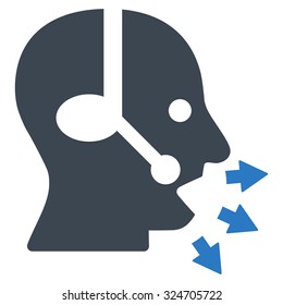 Operator Message vector icon. Style is bicolor flat symbol, smooth blue colors, rounded angles, white background.