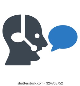 Operator Message vector icon. Style is bicolor flat symbol, smooth blue colors, rounded angles, white background.