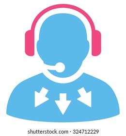 Operator Message vector icon. Style is bicolor flat symbol, pink and blue colors, rounded angles, white background.