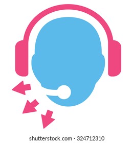 Operator Message vector icon. Style is bicolor flat symbol, pink and blue colors, rounded angles, white background.