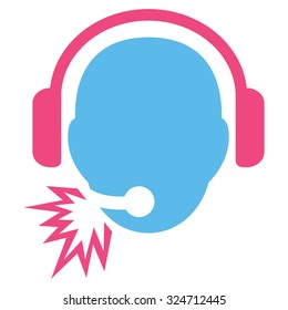 Operator Message vector icon. Style is bicolor flat symbol, pink and blue colors, rounded angles, white background.