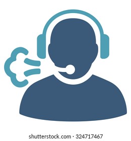 Operator Message vector icon. Style is bicolor flat symbol, cyan and blue colors, rounded angles, white background.