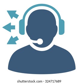 Operator Message vector icon. Style is bicolor flat symbol, cyan and blue colors, rounded angles, white background.