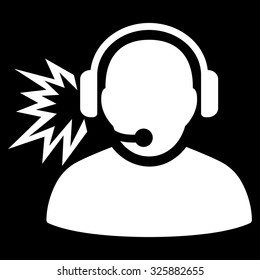 Operator Message vector icon. Style is flat symbol, white color, rounded angles, black background.