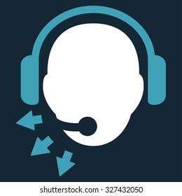 Operator Message vector icon. Style is bicolor flat symbol, blue and white colors, rounded angles, dark blue background.