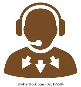 Operator Message vector icon. Style is flat symbol, brown color, rounded angles, white background.