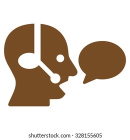 Operator Message vector icon. Style is flat symbol, brown color, rounded angles, white background.