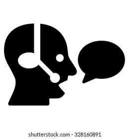 Operator Message vector icon. Style is flat symbol, black color, rounded angles, white background.