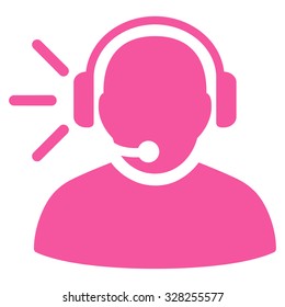 Operator Message vector icon. Style is flat symbol, pink color, rounded angles, white background.