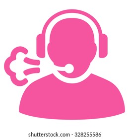Operator Message vector icon. Style is flat symbol, pink color, rounded angles, white background.