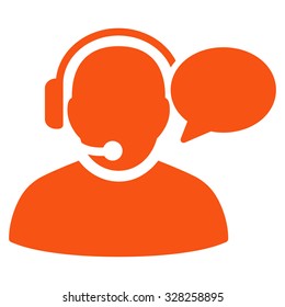 Operator Message vector icon. Style is flat symbol, orange color, rounded angles, white background.