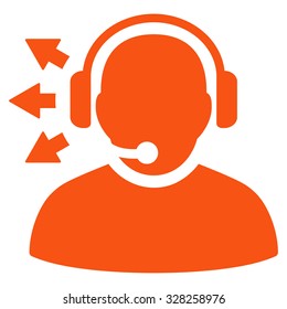 Operator Message vector icon. Style is flat symbol, orange color, rounded angles, white background.