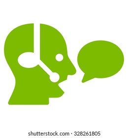 Operator Message vector icon. Style is flat symbol, eco green color, rounded angles, white background.