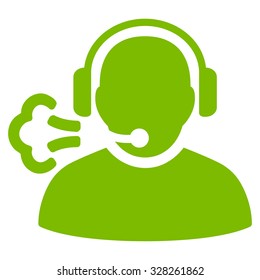 Operator Message vector icon. Style is flat symbol, eco green color, rounded angles, white background.