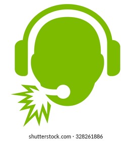 Operator Message vector icon. Style is flat symbol, eco green color, rounded angles, white background.