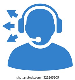 Operator Message vector icon. Style is flat symbol, cobalt color, rounded angles, white background.