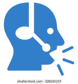 Operator Message vector icon. Style is flat symbol, cobalt color, rounded angles, white background.