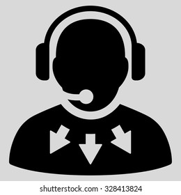 Operator Message vector icon. Style is flat symbol, black color, rounded angles, light gray background.