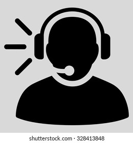Operator Message vector icon. Style is flat symbol, black color, rounded angles, light gray background.
