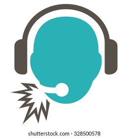 Operator Message vector icon. Style is bicolor flat symbol, grey and cyan colors, rounded angles, white background.