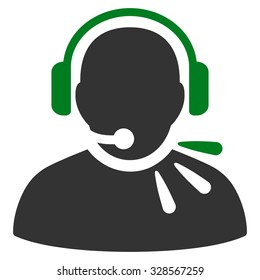 Operator Message vector icon. Style is bicolor flat symbol, green and gray colors, rounded angles, white background.
