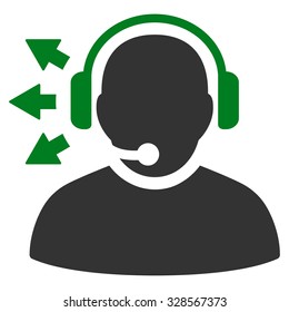 Operator Message vector icon. Style is bicolor flat symbol, green and gray colors, rounded angles, white background.
