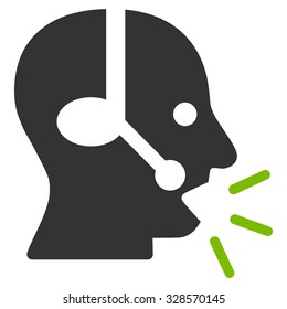 Operator Message vector icon. Style is bicolor flat symbol, eco green and gray colors, rounded angles, white background.