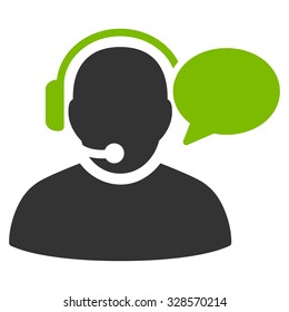 Operator Message vector icon. Style is bicolor flat symbol, eco green and gray colors, rounded angles, white background.