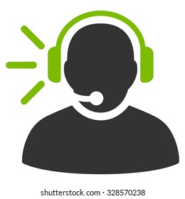 Operator Message vector icon. Style is bicolor flat symbol, eco green and gray colors, rounded angles, white background.