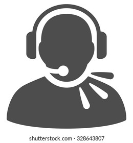 Operator Message vector icon. Style is flat symbol, gray color, rounded angles, white background.