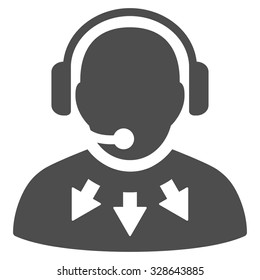 Operator Message vector icon. Style is flat symbol, gray color, rounded angles, white background.