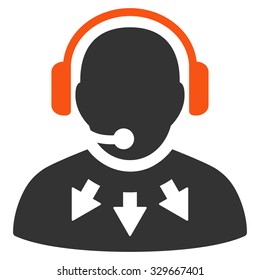 Operator Message vector icon. Style is bicolor flat symbol, orange and gray colors, rounded angles, white background.