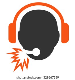 Operator Message vector icon. Style is bicolor flat symbol, orange and gray colors, rounded angles, white background.