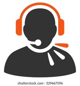 Operator Message vector icon. Style is bicolor flat symbol, orange and gray colors, rounded angles, white background.