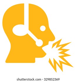 Operator Message vector icon. Style is flat symbol, yellow color, rounded angles, white background.