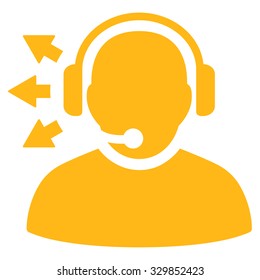 Operator Message vector icon. Style is flat symbol, yellow color, rounded angles, white background.