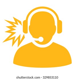 Operator Message vector icon. Style is flat symbol, yellow color, rounded angles, white background.