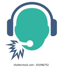 Operator Message vector icon. Style is bicolor flat symbol, cobalt and cyan colors, rounded angles, white background.