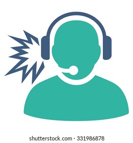 Operator Message vector icon. Style is bicolor flat symbol, cobalt and cyan colors, rounded angles, white background.