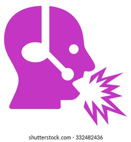 Operator Message vector icon. Style is flat symbol, violet color, rounded angles, white background.