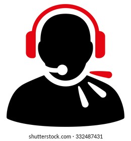 Operator Message vector icon. Style is bicolor flat symbol, intensive red and black colors, rounded angles, white background.