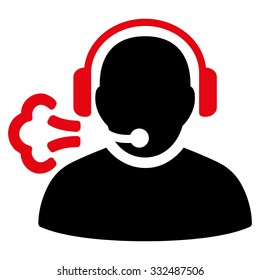 Operator Message vector icon. Style is bicolor flat symbol, intensive red and black colors, rounded angles, white background.