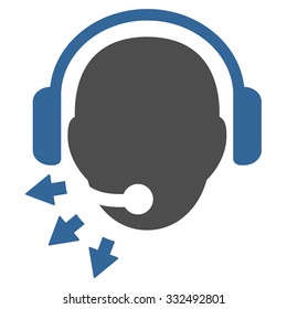 Operator Message vector icon. Style is bicolor flat symbol, cobalt and gray colors, rounded angles, white background.