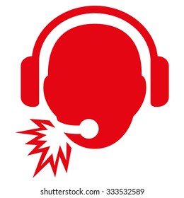 Operator Message vector icon. Style is flat symbol, red color, rounded angles, white background.