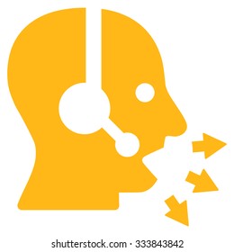 Operator Message vector icon. Style is flat symbol, yellow color, rounded angles, white background.