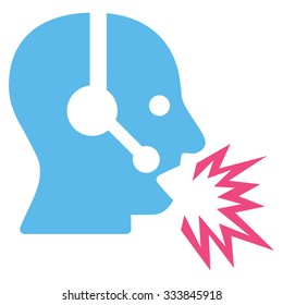 Operator Message vector icon. Style is bicolor flat symbol, pink and blue colors, rounded angles, white background.